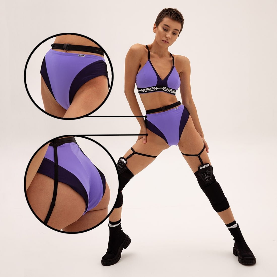 High Waisted, garter Shorts – DOLL - ultra violet 5